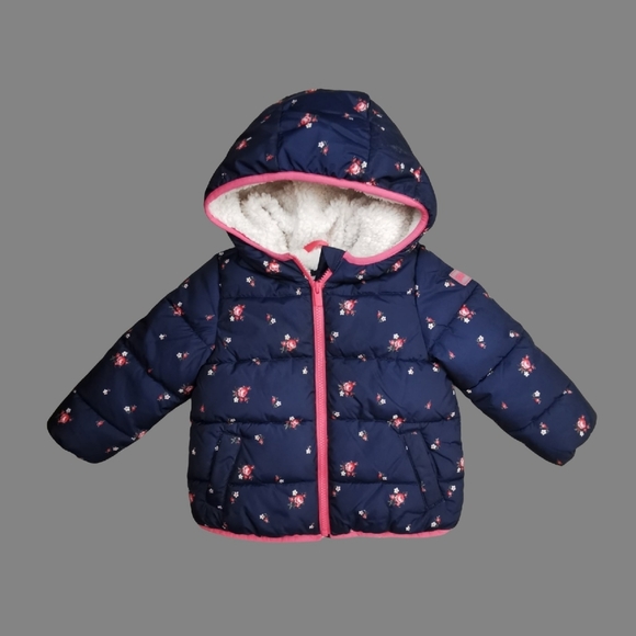 GAP Other - 3 YEARS GAP, Floral Plush Winter Puffer Jacket, Hooded EUC